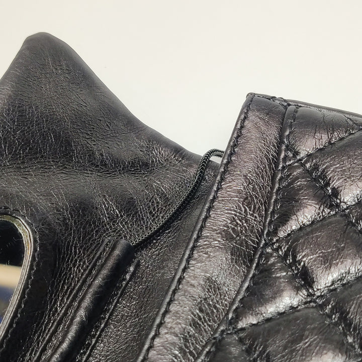 Chanel 2.55 Reissue East-West (E/W) Flap Clutch Bag Medium Metallic Aged Calfskin Dark Grey Silver Hardware