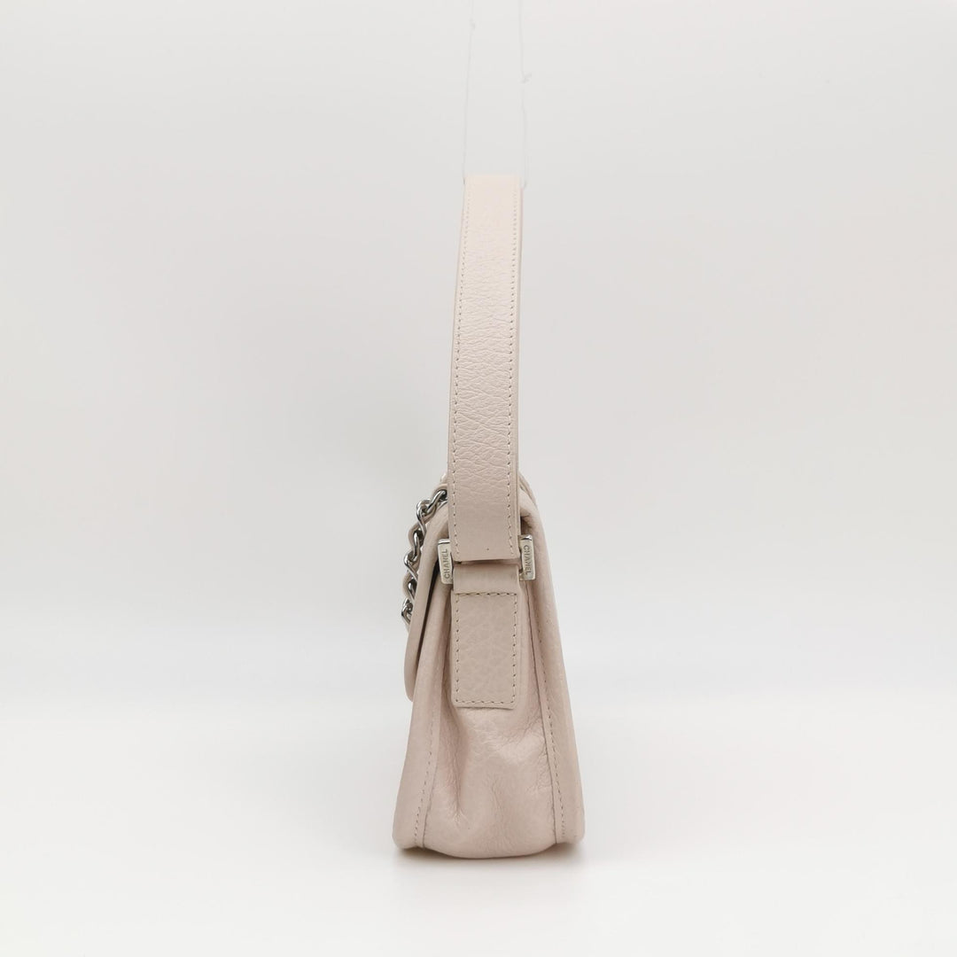 Chanel Vintage Mademoiselle Lock Flap Bag Medium Grained Leather Light Pink Silver Hardware