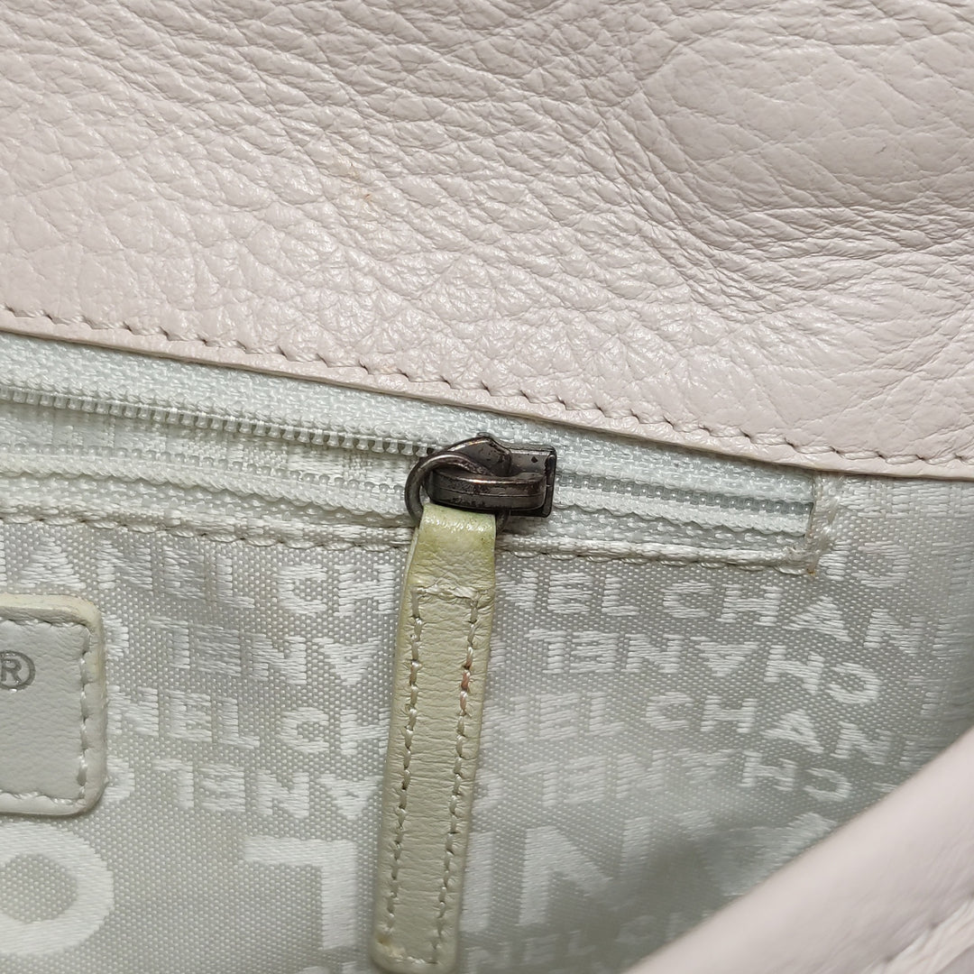 Chanel Vintage Mademoiselle Lock Flap Bag Medium Grained Leather Light Pink Silver Hardware
