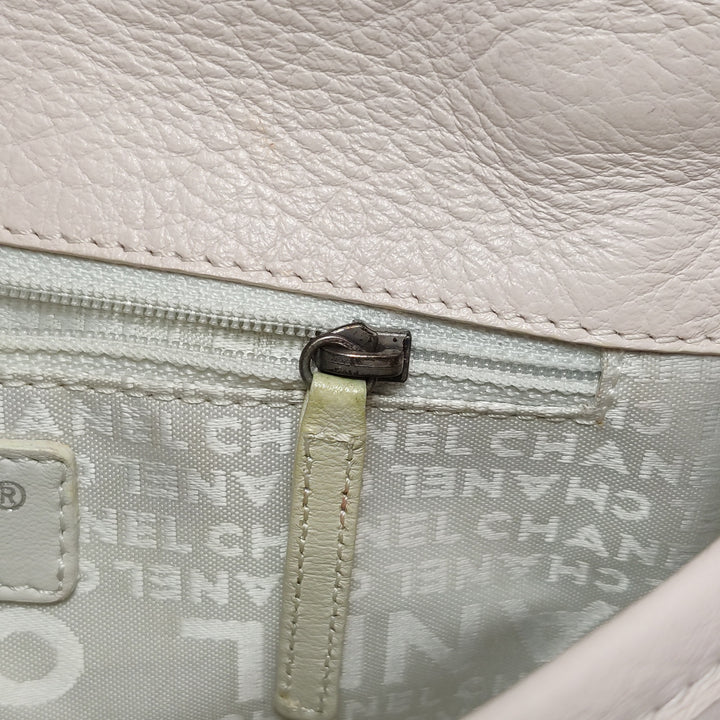 Chanel Vintage Mademoiselle Lock Flap Bag Medium Grained Leather Light Pink Silver Hardware