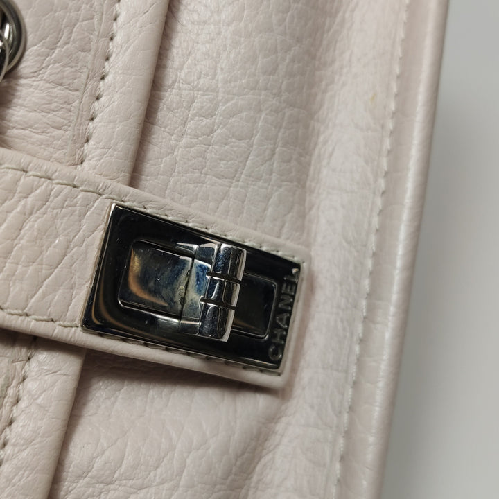 Chanel Vintage Mademoiselle Lock Flap Bag Medium Grained Leather Light Pink Silver Hardware