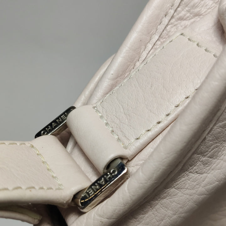 Chanel Vintage Mademoiselle Lock Flap Bag Medium Grained Leather Light Pink Silver Hardware