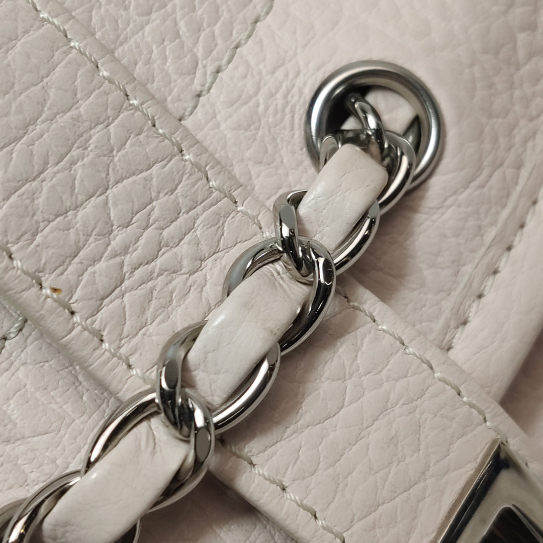 Chanel Vintage Mademoiselle Lock Flap Bag Medium Grained Leather Light Pink Silver Hardware