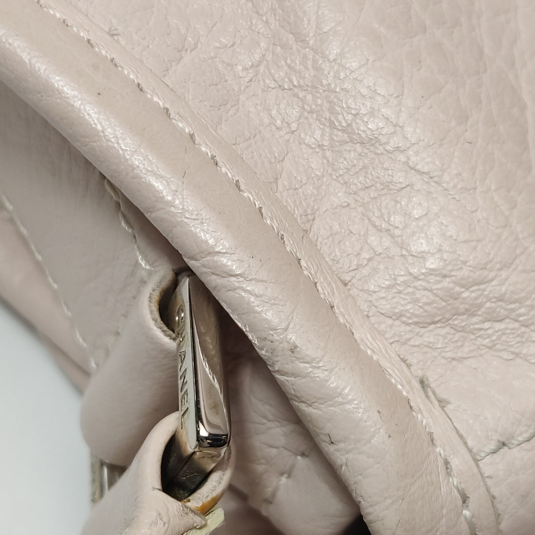 Chanel Vintage Mademoiselle Lock Flap Bag Medium Grained Leather Light Pink Silver Hardware