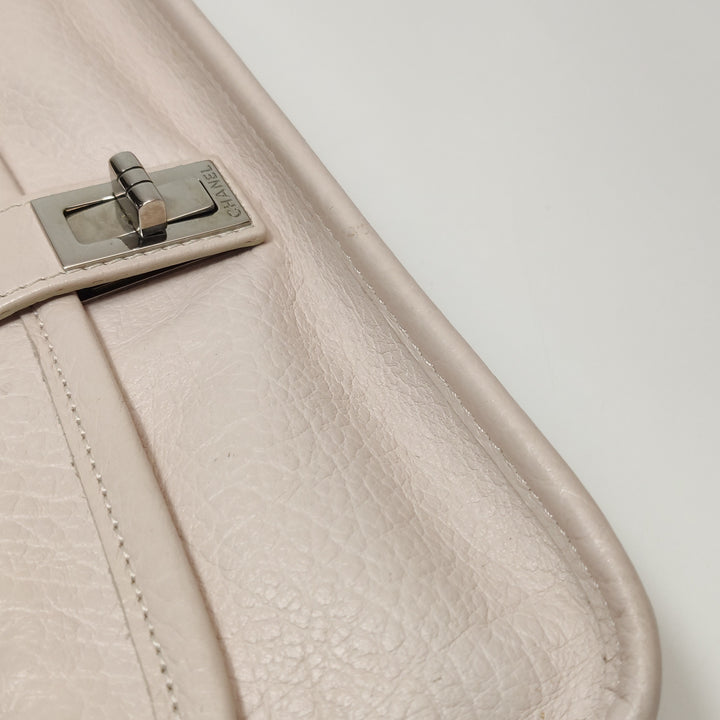 Chanel Vintage Mademoiselle Lock Flap Bag Medium Grained Leather Light Pink Silver Hardware