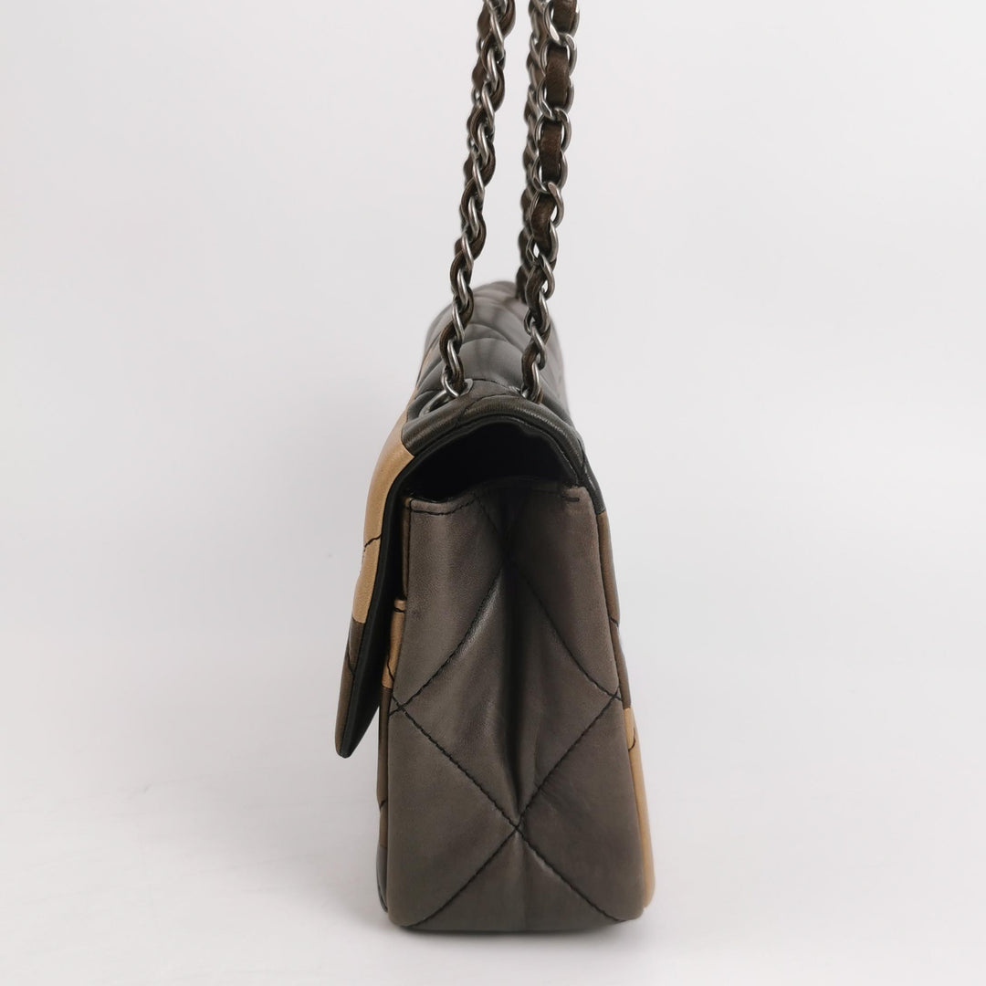 Chanel Boy Clasp Flap Bag Patchwork Quilted Brown Lambskin