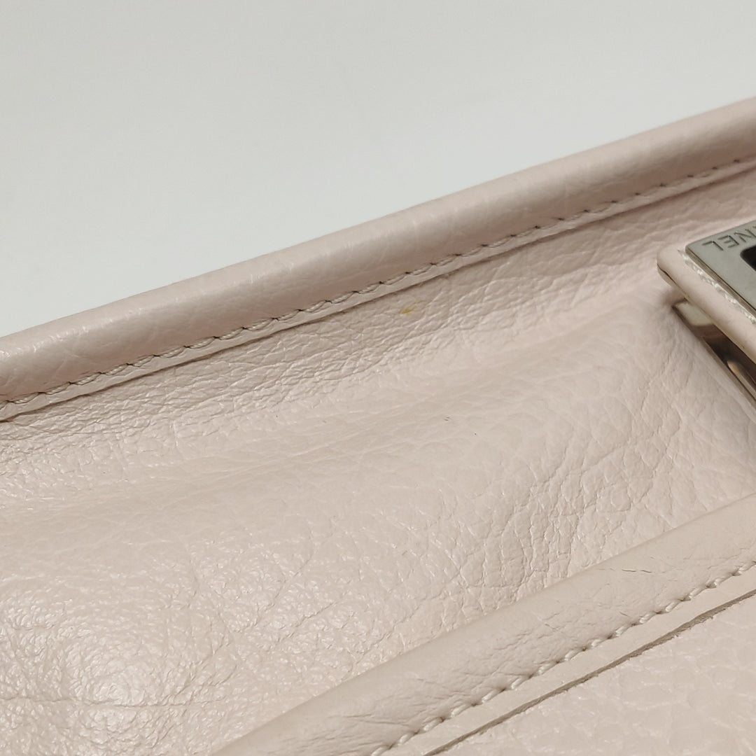 Chanel Vintage Mademoiselle Lock Flap Bag Medium Grained Leather Light Pink Silver Hardware