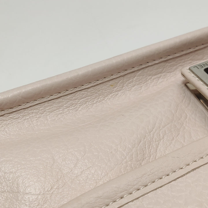 Chanel Vintage Mademoiselle Lock Flap Bag Medium Grained Leather Light Pink Silver Hardware