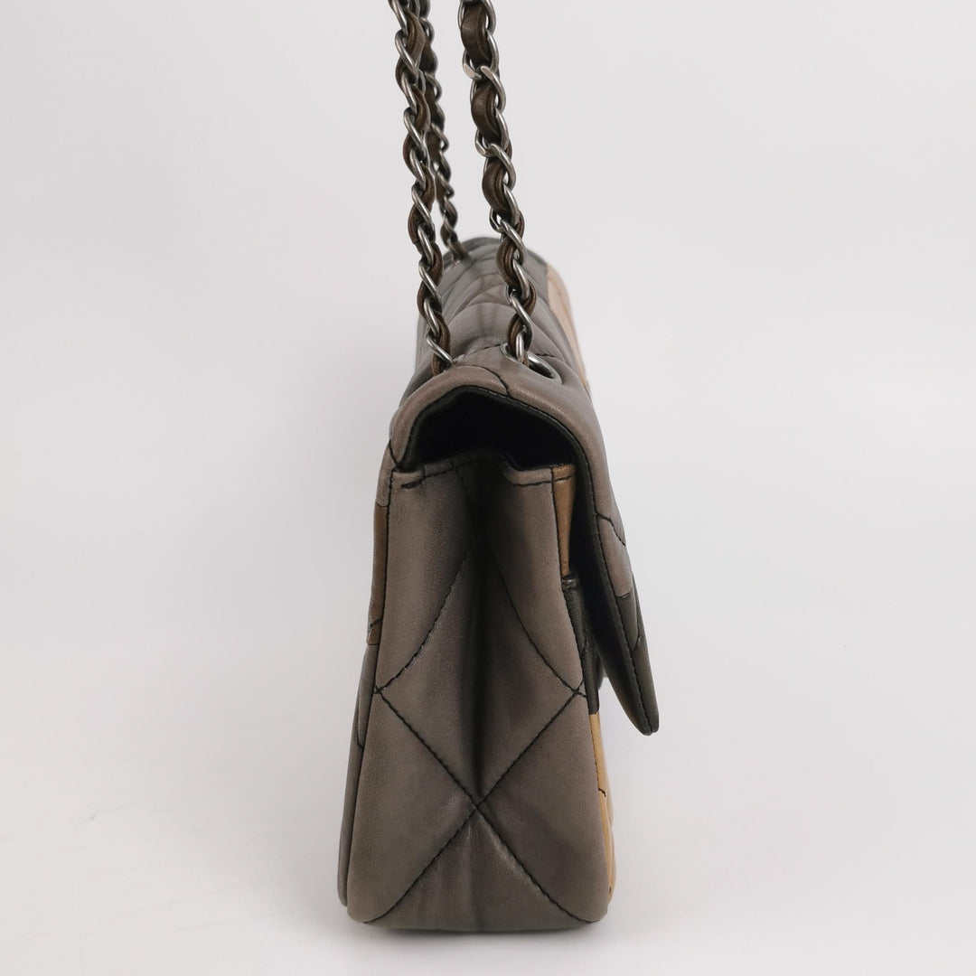 Chanel Boy Clasp Flap Bag Patchwork Quilted Brown Lambskin