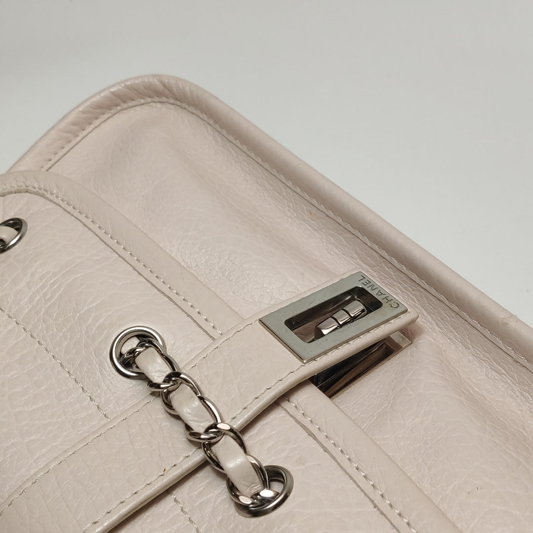 Chanel Vintage Mademoiselle Lock Flap Bag Medium Grained Leather Light Pink Silver Hardware