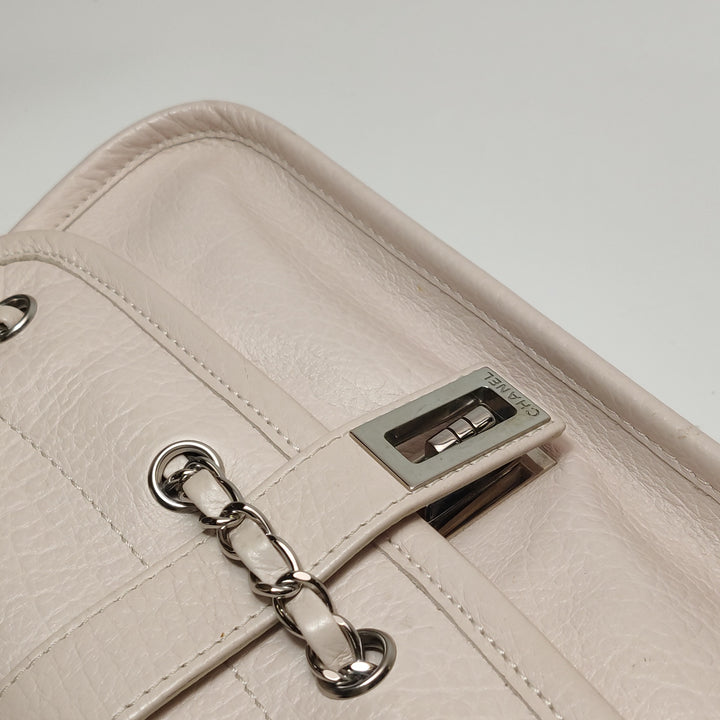 Chanel Vintage Mademoiselle Lock Flap Bag Medium Grained Leather Light Pink Silver Hardware