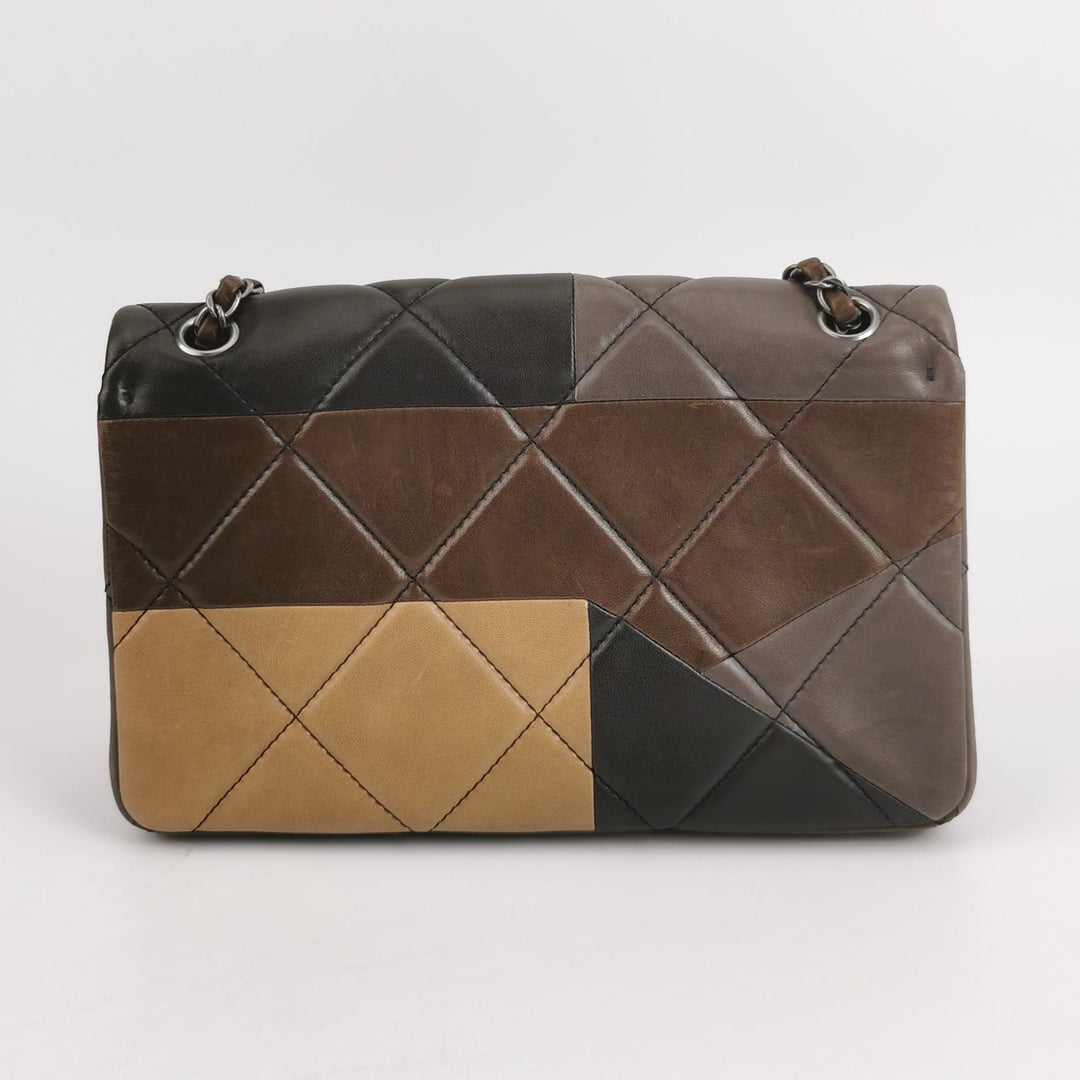 Chanel Boy Clasp Flap Bag Patchwork Quilted Brown Lambskin