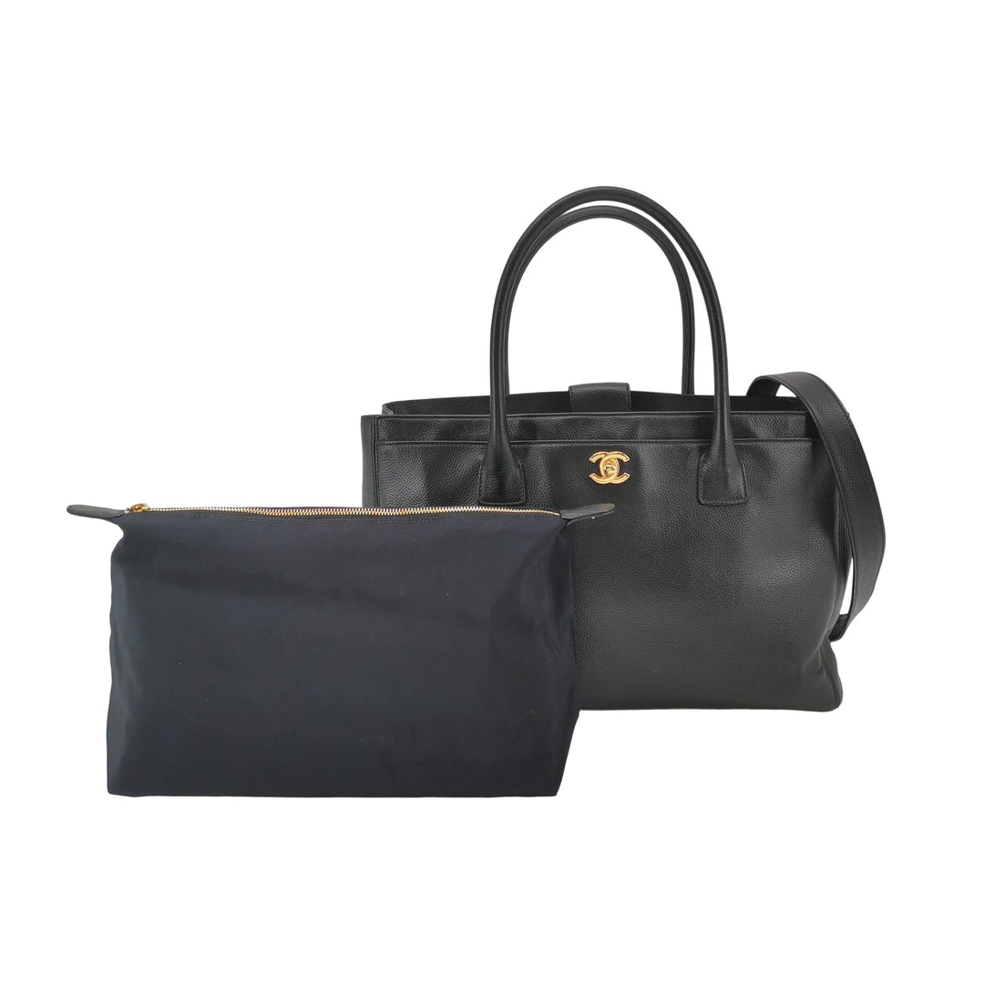 Chanel Executive Cerf Tote Medium Black Grainy Caviar Leather Gold Hardware