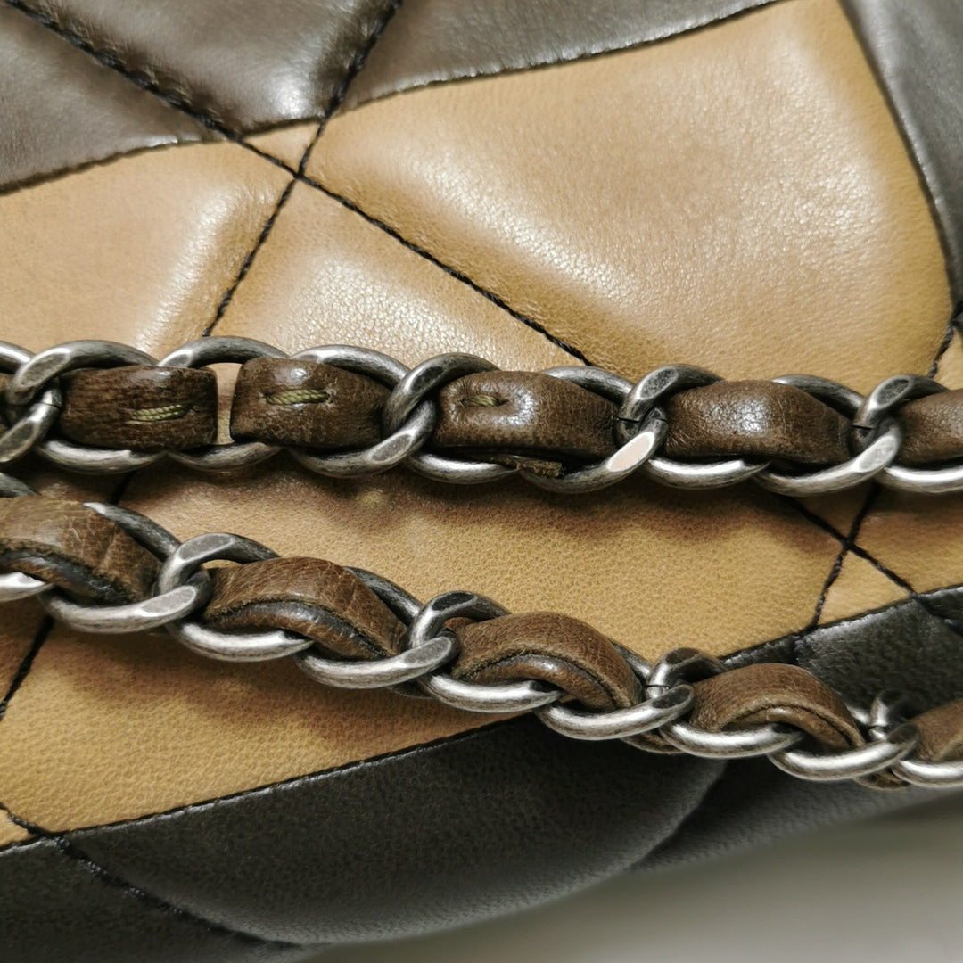 Chanel Boy Clasp Flap Bag Patchwork Quilted Brown Lambskin