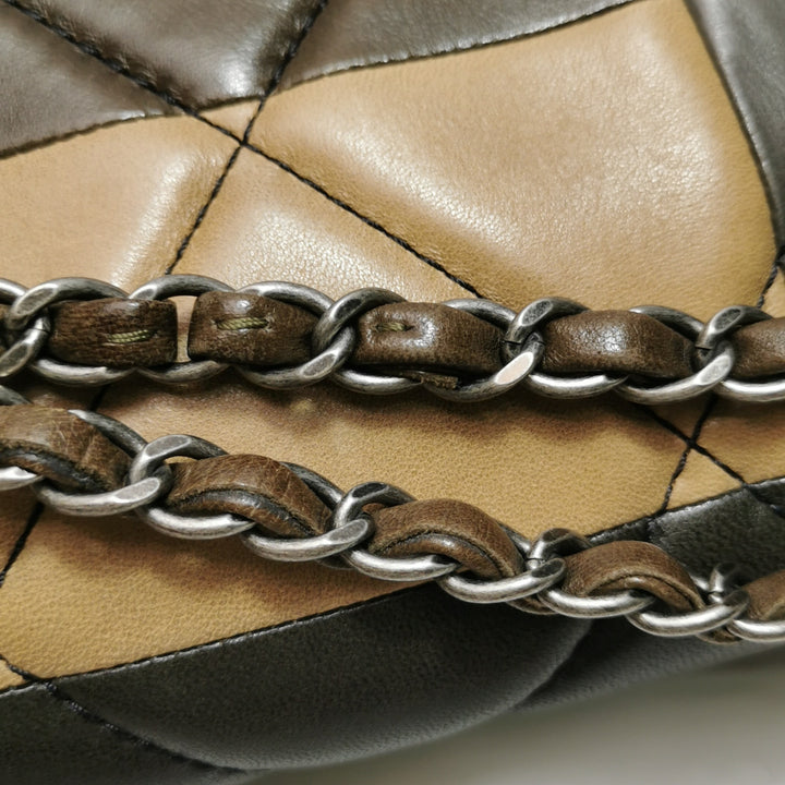 Chanel Boy Clasp Flap Bag Patchwork Quilted Brown Lambskin