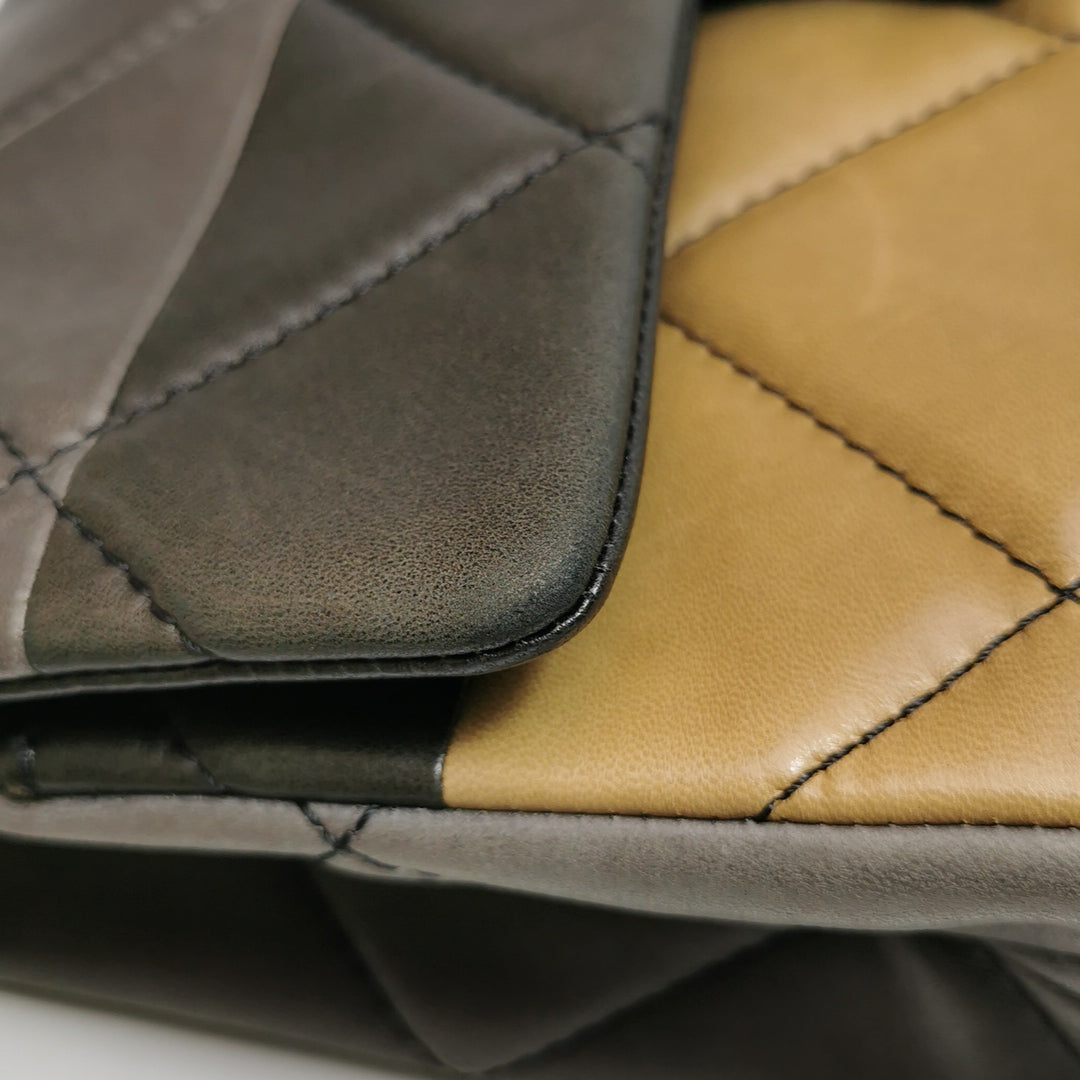 Chanel Boy Clasp Flap Bag Patchwork Quilted Brown Lambskin