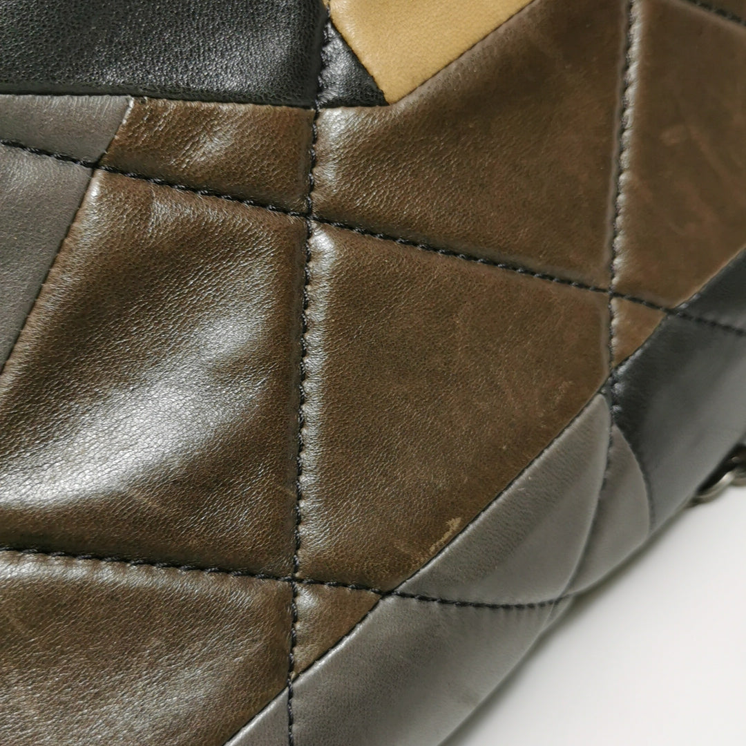 Chanel Boy Clasp Flap Bag Patchwork Quilted Brown Lambskin