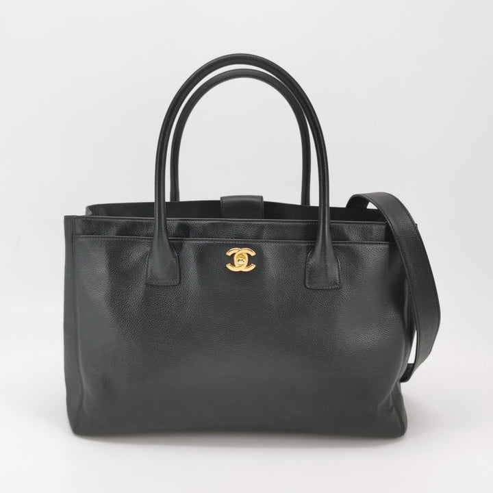 Chanel Executive Cerf Tote Medium Black Grainy Caviar Leather Gold Hardware
