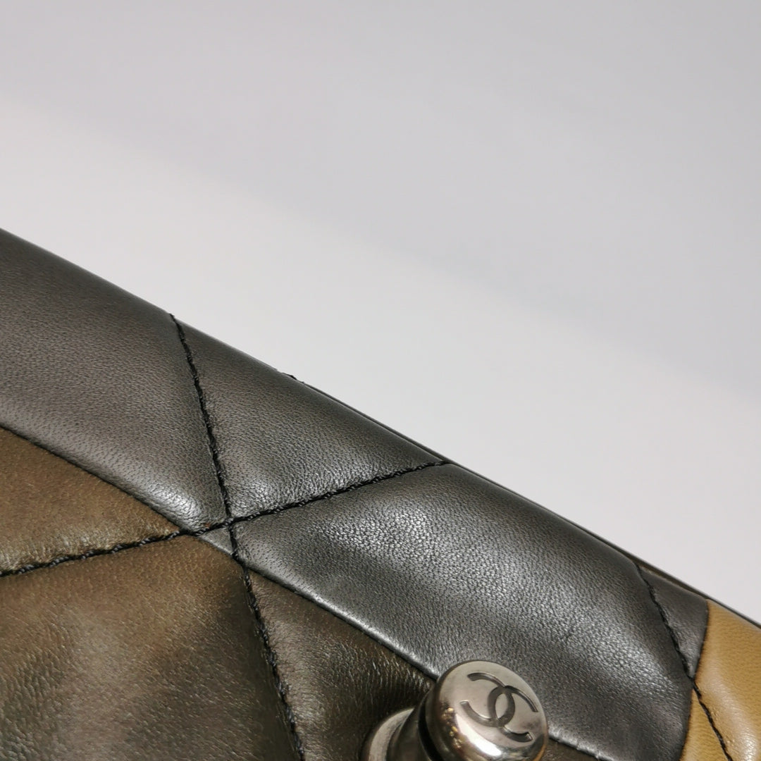 Chanel Boy Clasp Flap Bag Patchwork Quilted Brown Lambskin