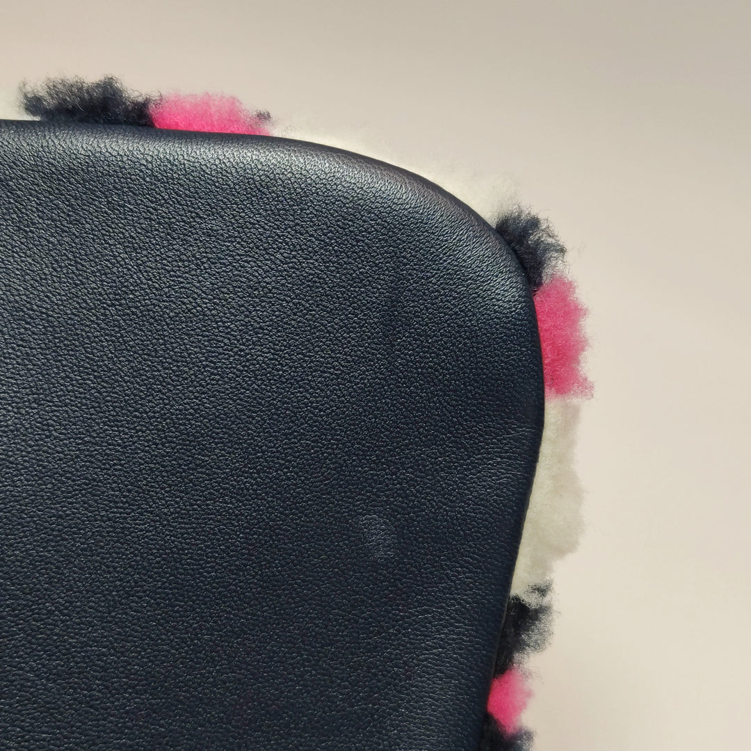 Chanel Emoticon Single Flap Bag In Fuchsia Navy White Shearling Lambskin