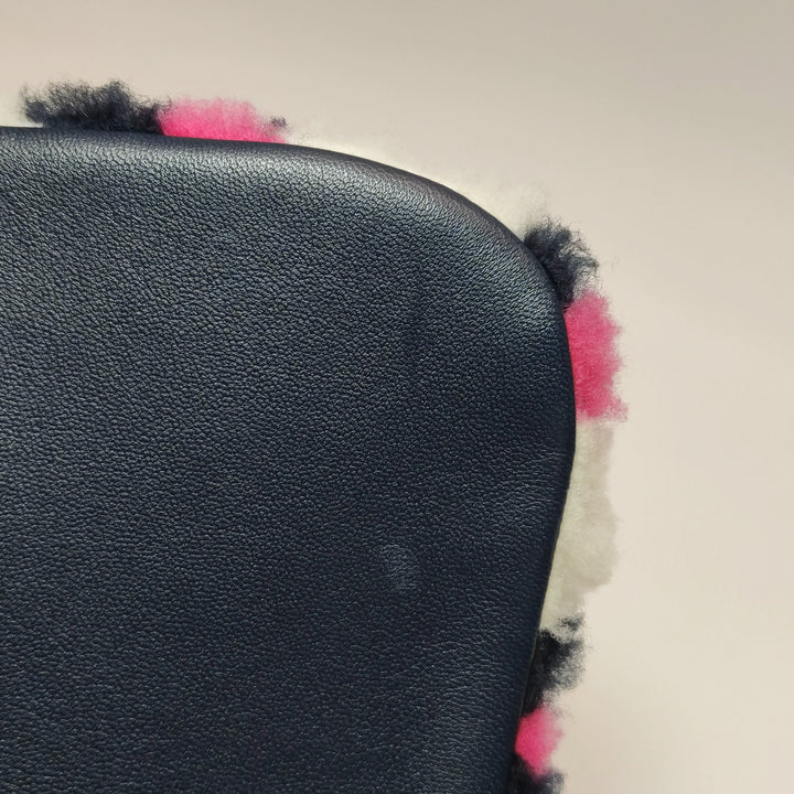 Chanel Emoticon Single Flap Bag In Fuchsia Navy White Shearling Lambskin