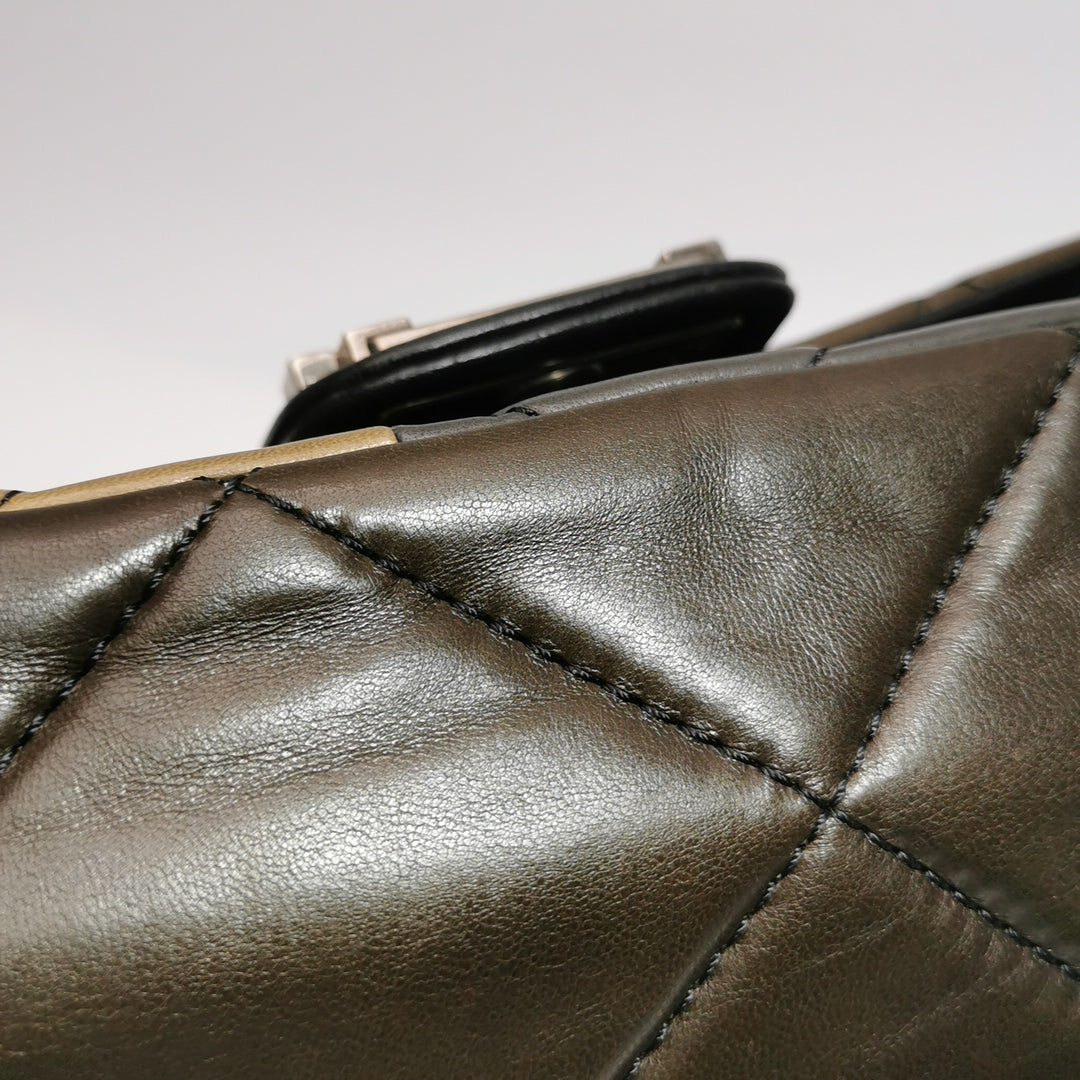 Chanel Boy Clasp Flap Bag Patchwork Quilted Brown Lambskin