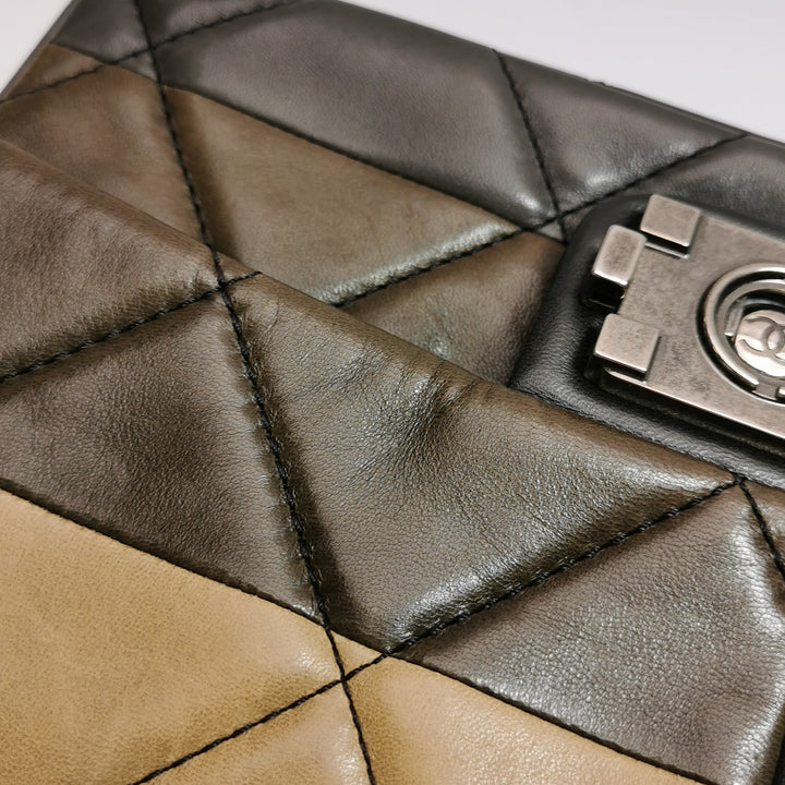 Chanel Boy Clasp Flap Bag Patchwork Quilted Brown Lambskin