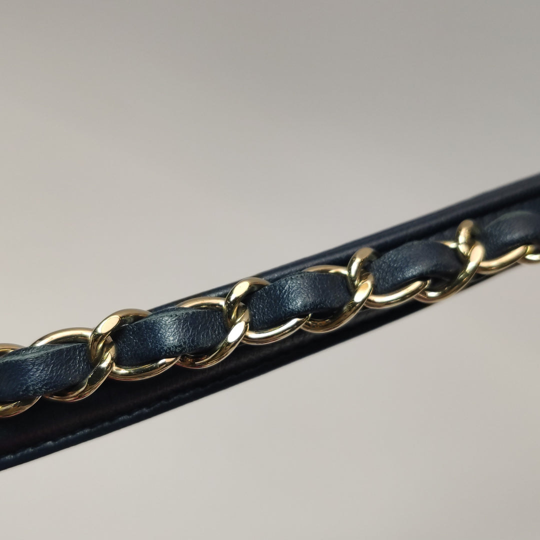 Chanel Emoticon Single Flap Bag In Fuchsia Navy White Shearling Lambskin