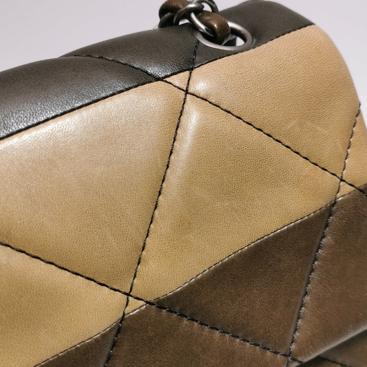 Chanel Boy Clasp Flap Bag Patchwork Quilted Brown Lambskin