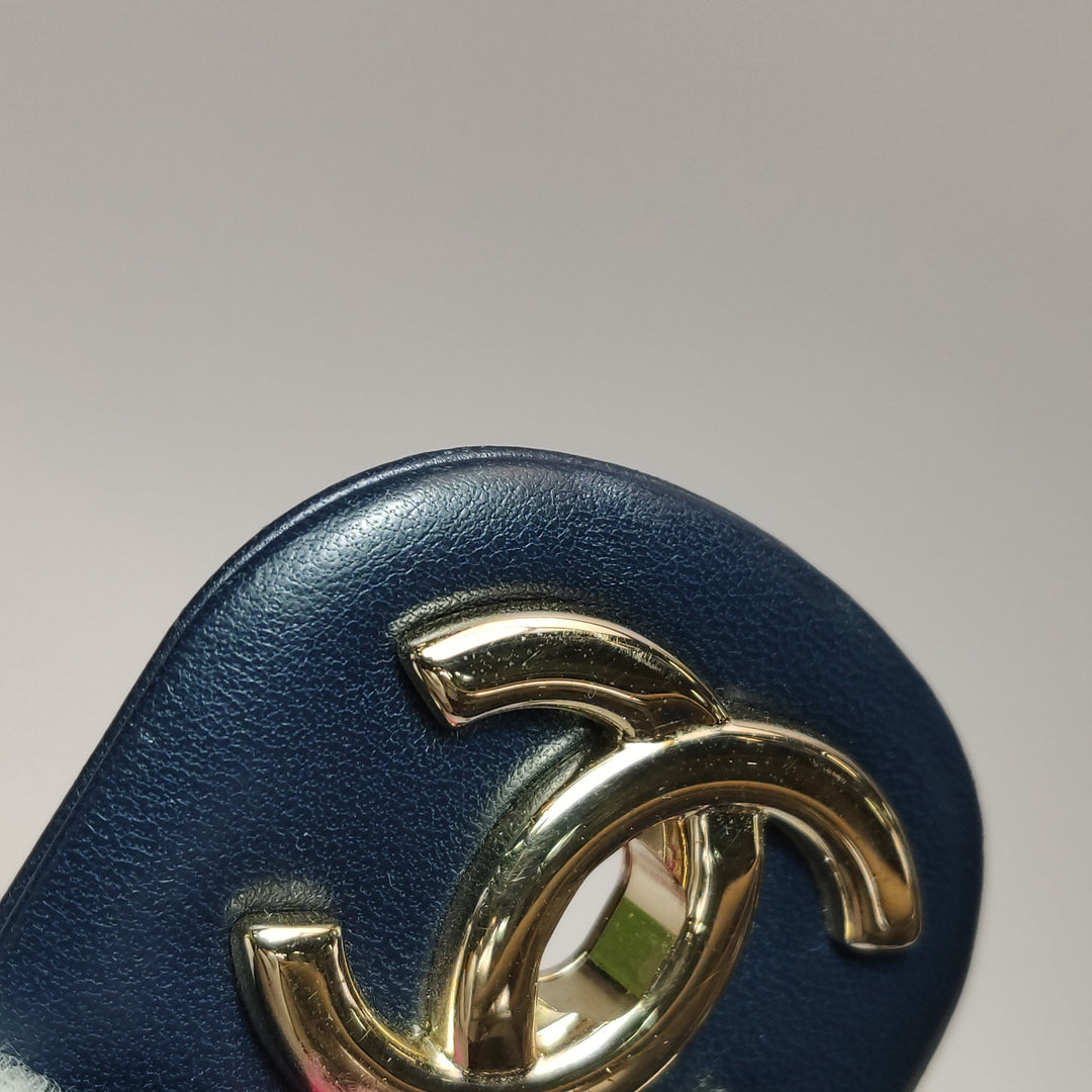 Chanel Emoticon Single Flap Bag In Fuchsia Navy White Shearling Lambskin