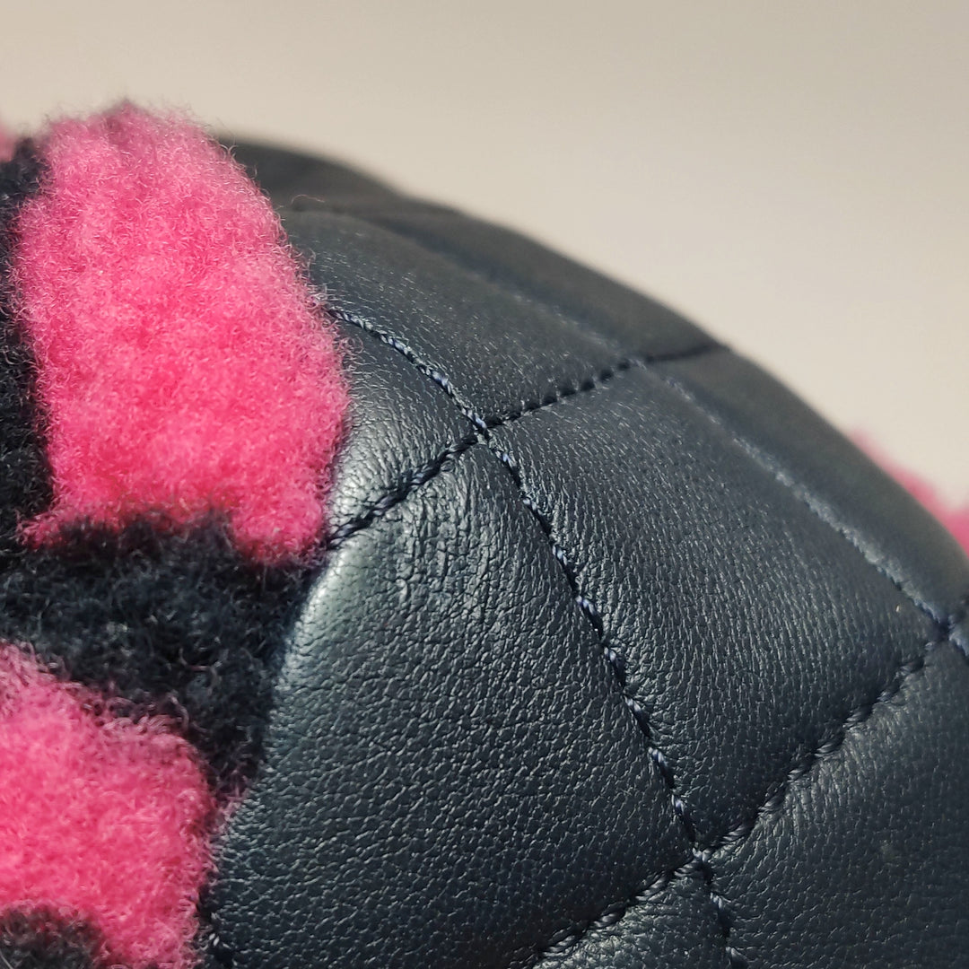 Chanel Emoticon Single Flap Bag In Fuchsia Navy White Shearling Lambskin