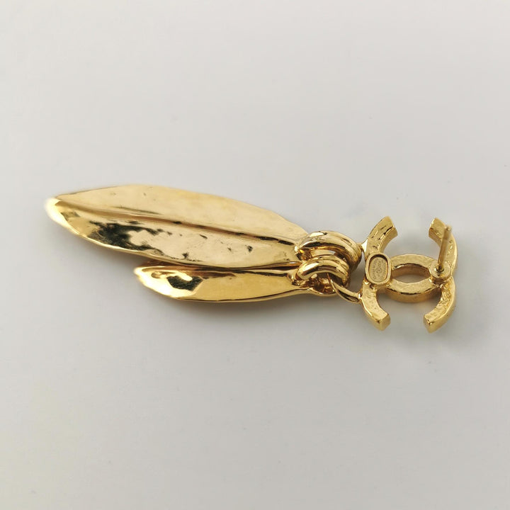 Chanel CC Logo Feather Dangle Earrings