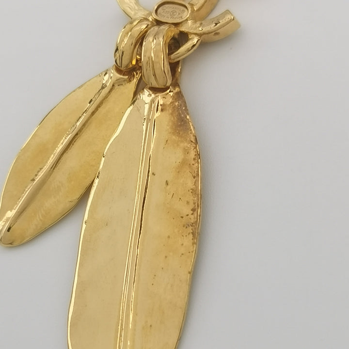 Chanel CC Logo Feather Dangle Earrings