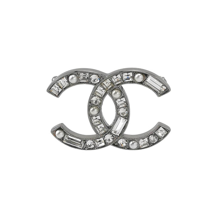 Chanel CC Logo Crystal Brooch
