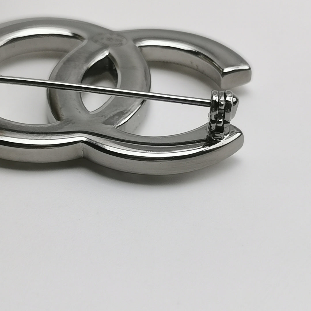 Chanel CC Logo Crystal Brooch