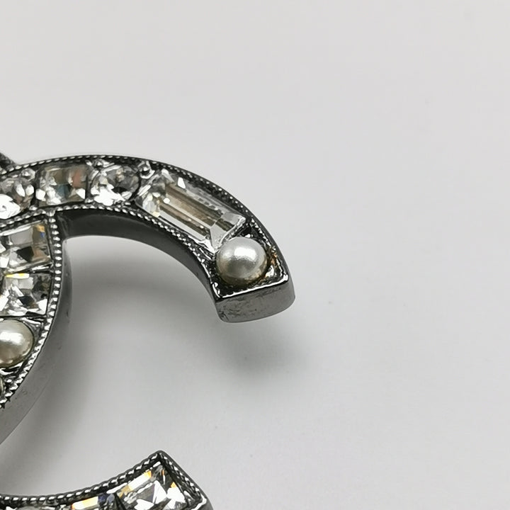 Chanel CC Logo Crystal Brooch