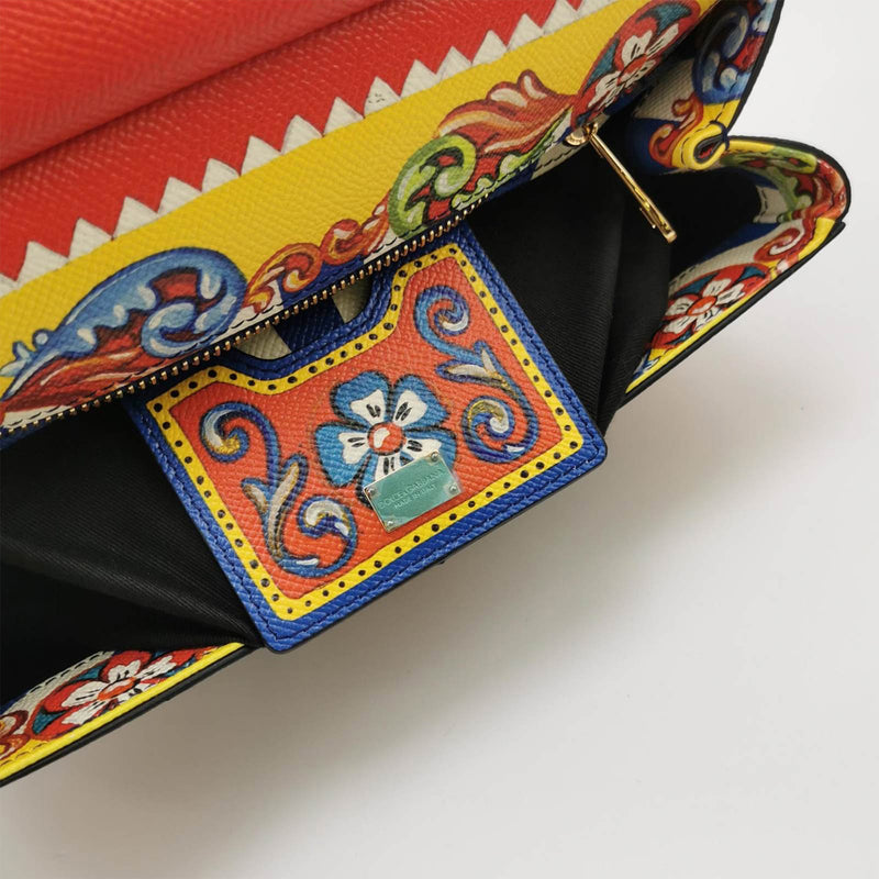 Dolce & Gabbana Multicolor Teatro Dei Pupi Print Leather Medium Miss Sicily Top Handle Bag