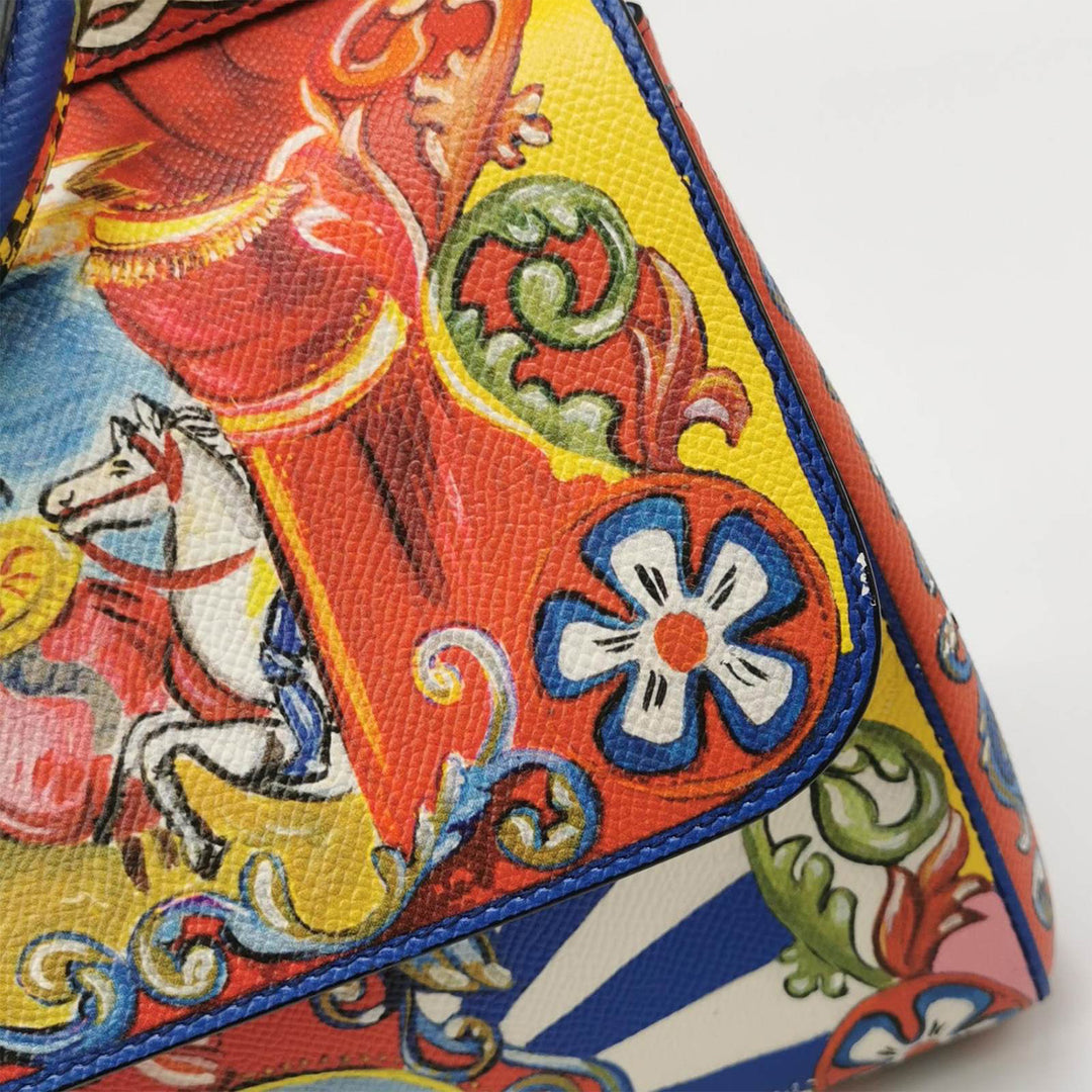 Dolce & Gabbana Multicolor Teatro Dei Pupi Print Leather Medium Miss Sicily Top Handle Bag