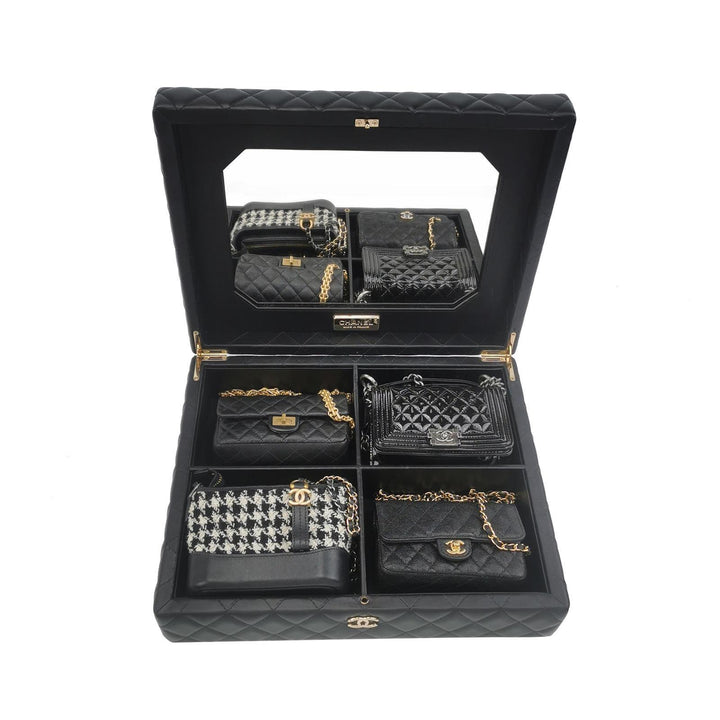 Chanel Set Of Four Mini Bags With Black Quilted Lambskin Leather Box Limited Edition