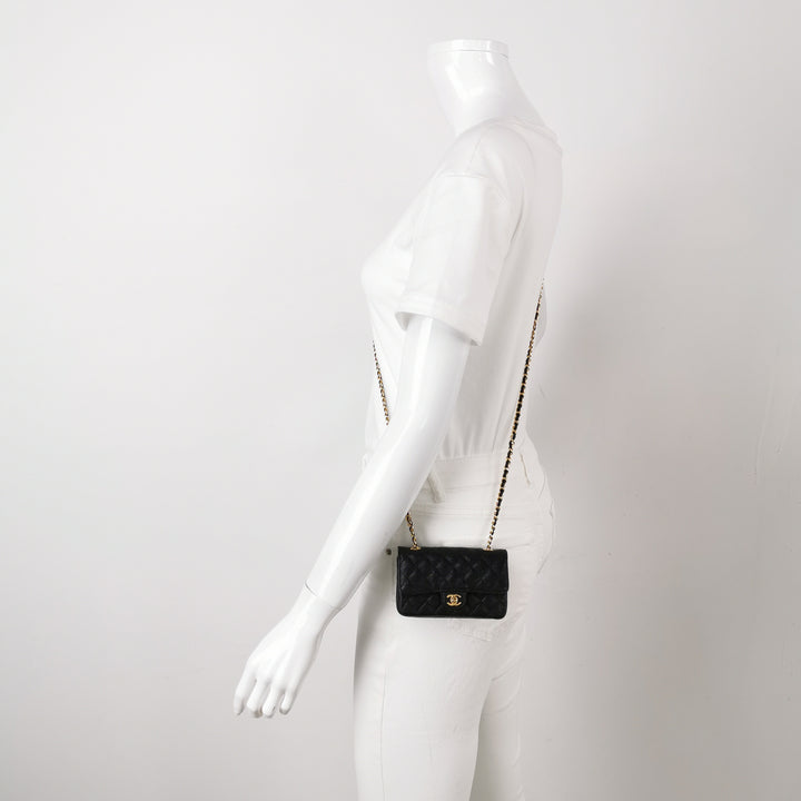 Chanel Set Of Four Mini Bags With Black Quilted Lambskin Leather Box Limited Edition