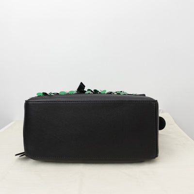Loewe Puzzle Small Sequined Leather Shoulder Bag In Green/black