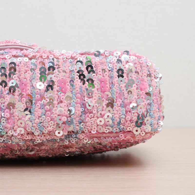 Chanel Sequin Flap In Pink Multicolor with Silver Hardware