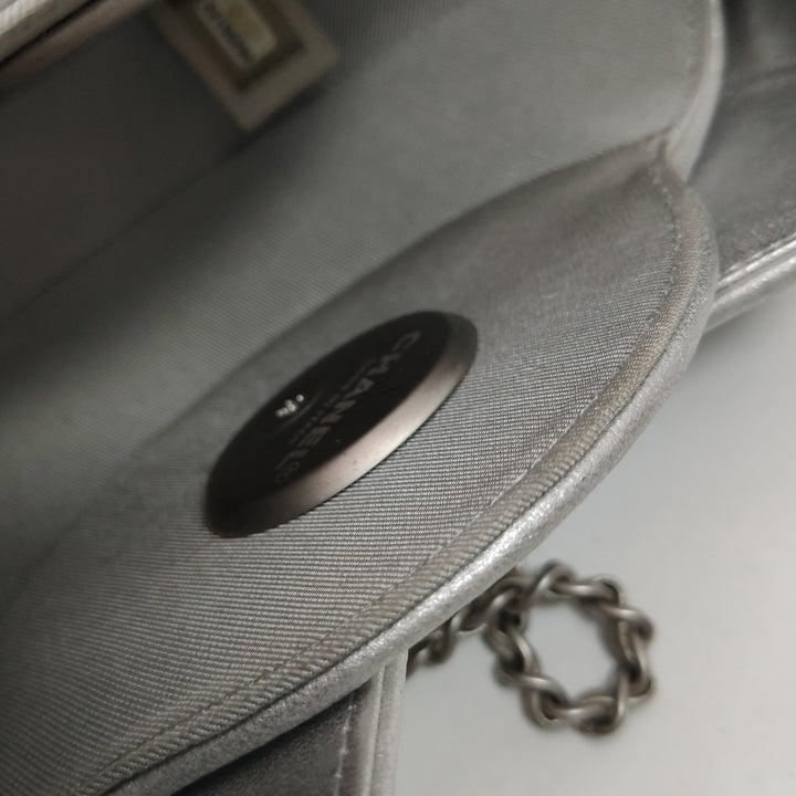 Chanel Metallic Lambskin Evening In the Air Bag Silver