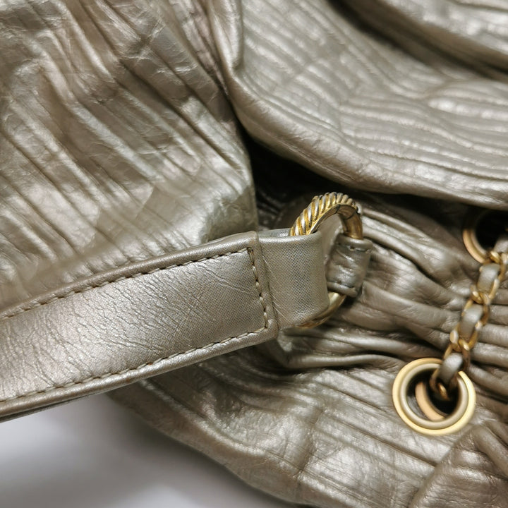 Chanel Coco Pleats Backpack Pleated Crumpled Gold Calfskin