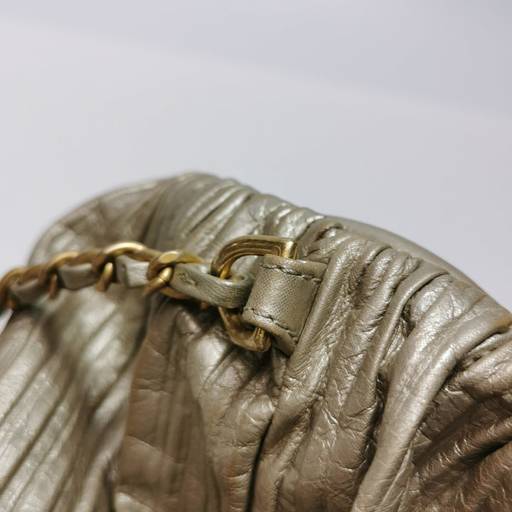 Chanel Coco Pleats Backpack Pleated Crumpled Gold Calfskin