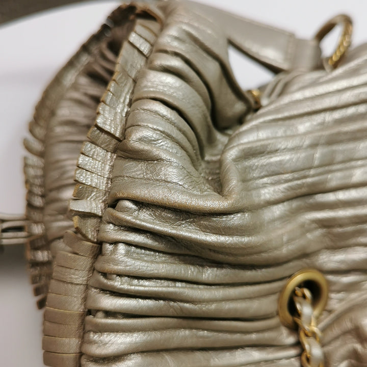 Chanel Coco Pleats Backpack Pleated Crumpled Gold Calfskin