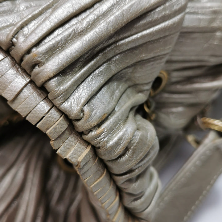 Chanel Coco Pleats Backpack Pleated Crumpled Gold Calfskin