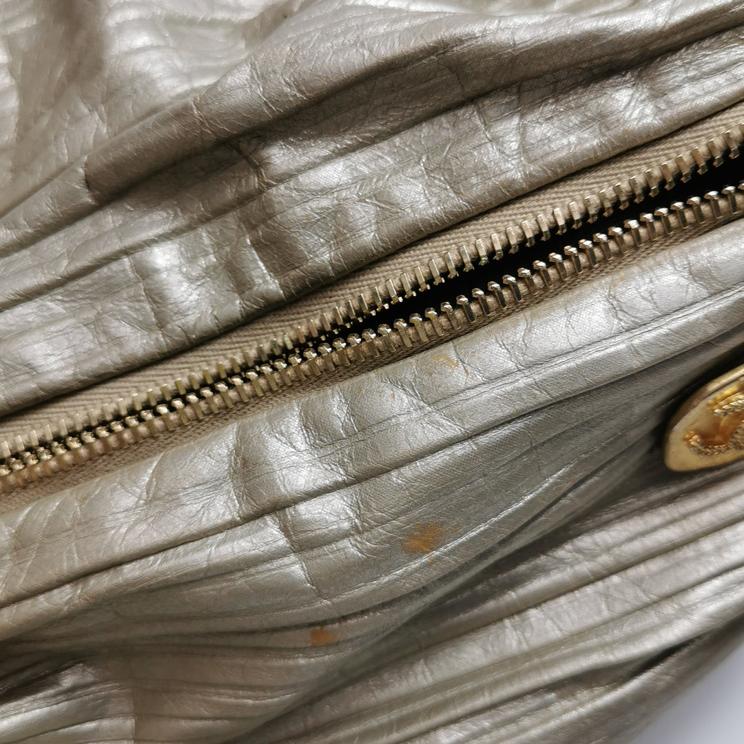 Chanel Coco Pleats Backpack Pleated Crumpled Gold Calfskin