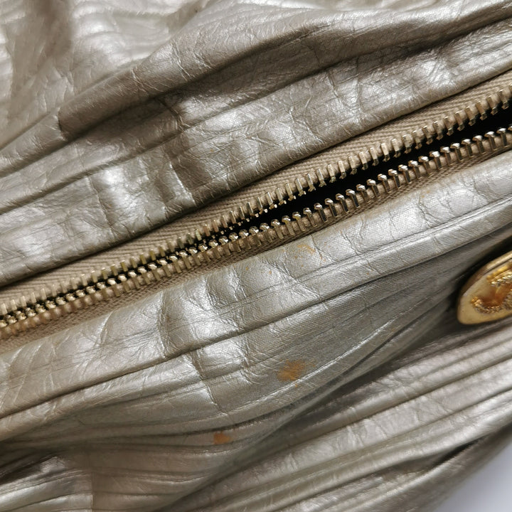 Chanel Coco Pleats Backpack Pleated Crumpled Gold Calfskin