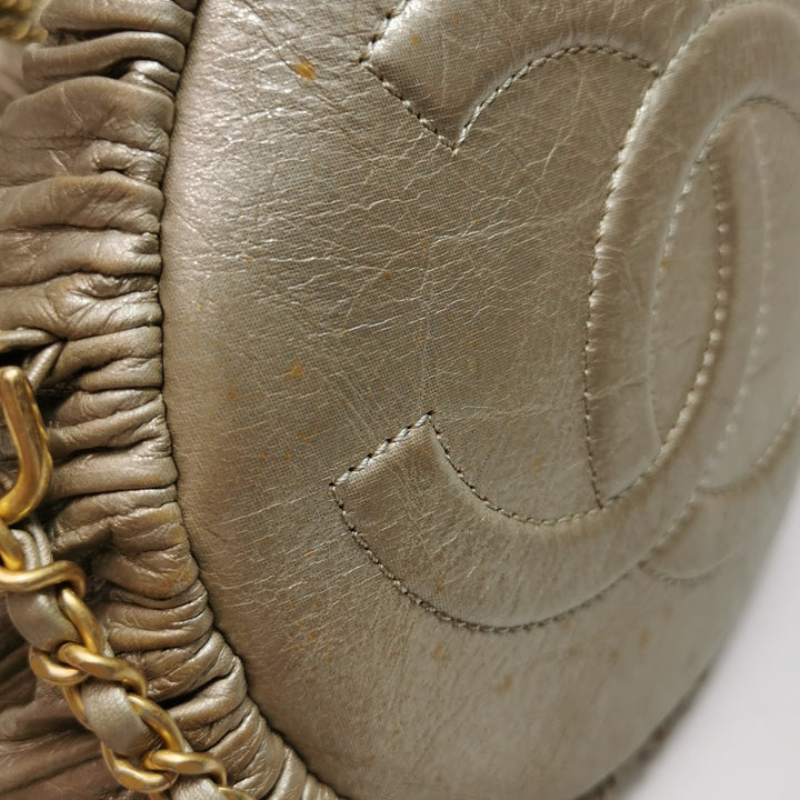 Chanel Coco Pleats Backpack Pleated Crumpled Gold Calfskin